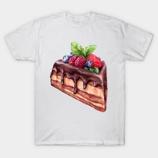 Piece of chocolate cake with berry T-Shirt